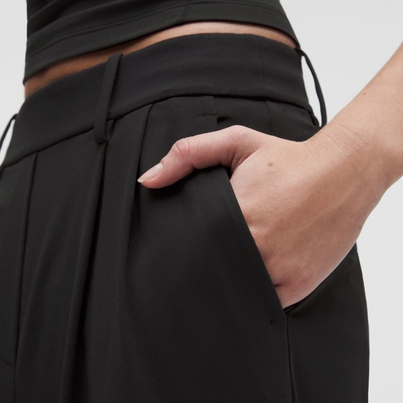 Lululemon High-Rise Daydrift Women's Black Regular Wide-Leg Trousers Pants - Picture 4 of 13